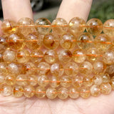 Natural Citrine Stone Beads 6 8 10mm Round Loose for Jewelry Making