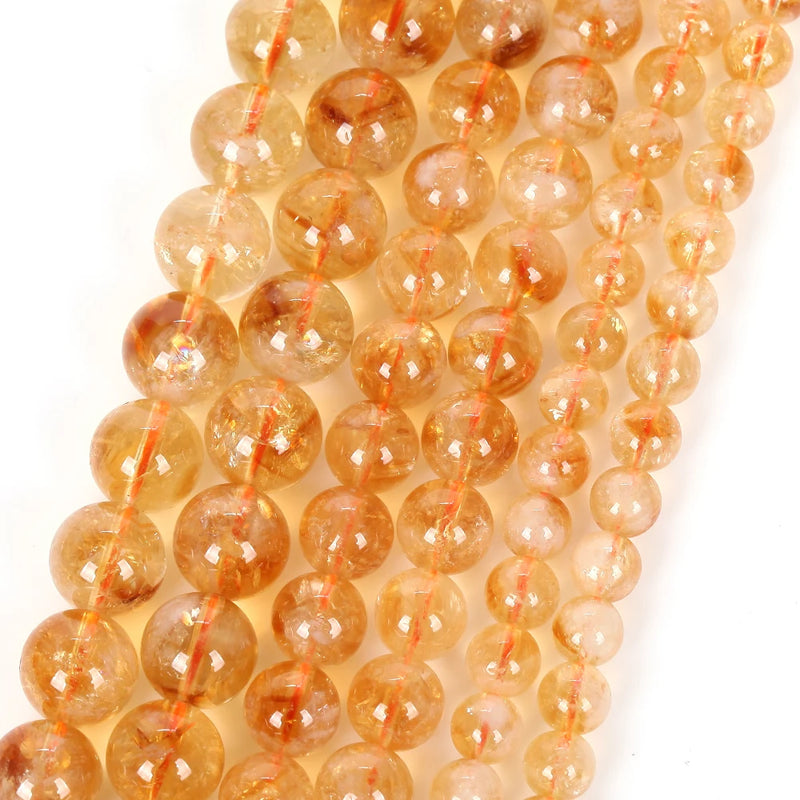 Natural Citrine Stone Beads 6 8 10mm Round Loose for Jewelry Making