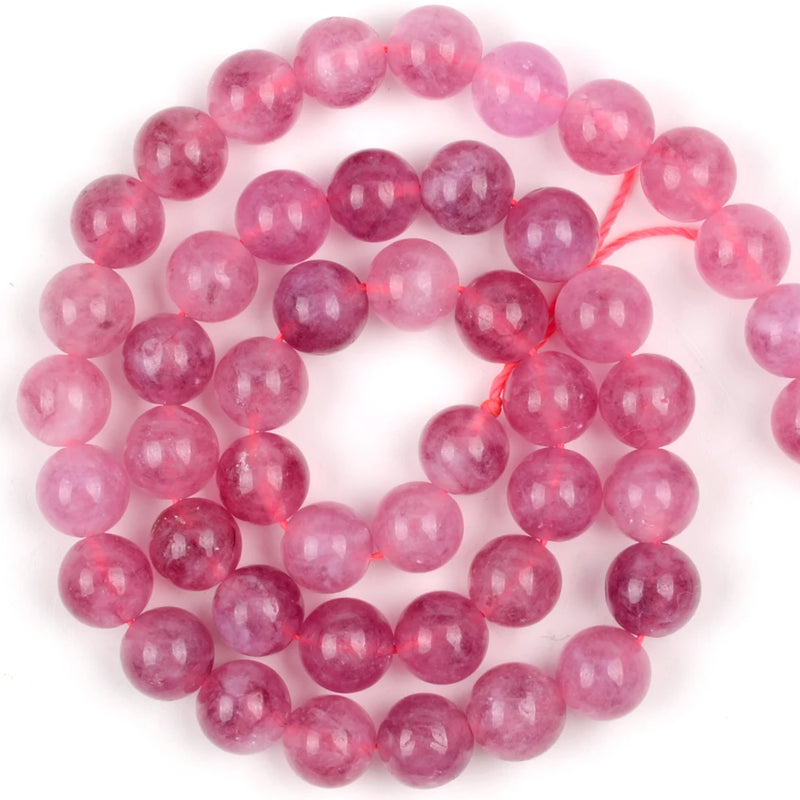 6/8/10mm Pink Tourmaline Jades Round Stone Beads for Jewelry Making