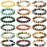 6 8 10mm Natural Stone Bracelet Opal Quartz Agate Jade Tiger Eye Beaded