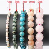 6 8 10mm Natural Stone Bracelet Opal Quartz Agate Jade Tiger Eye Beaded