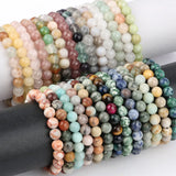 6 8 10mm Natural Stone Bracelet Opal Quartz Agate Jade Tiger Eye Beaded