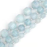 6-8-10mm Faceted Aquamarine Beads Olive Shape Loose Stone Bead 15''