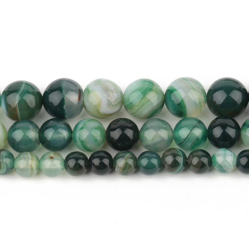6/8/10mm Green Silk Agate Beads Round Loose Spacer Beads
