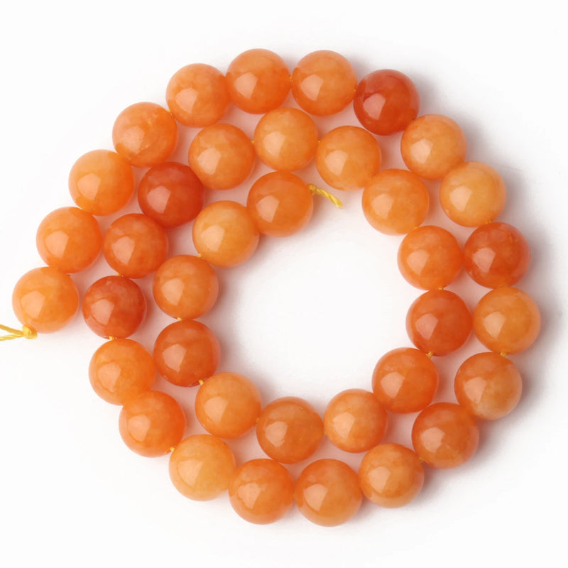6/8/10mm Orange Chalcedony Stone Jades Round Beads DIY Jewelry Making