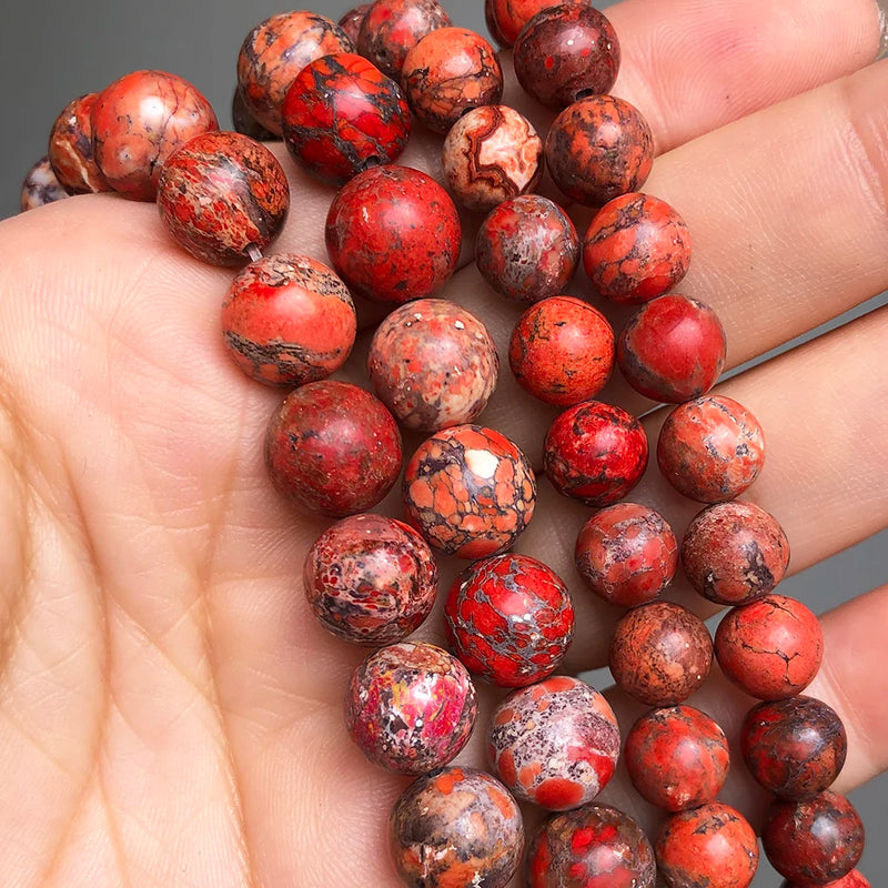 Red Sea Sediment Jaspers Beads 6-8-10mm Round Loose Spacer Beads