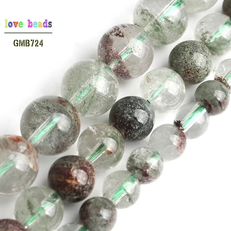 Green Ghost Quartz Spacer Beads 15in Strand