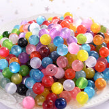 Multicolor Cat Eye Round Beads for Jewelry Making