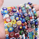 6/8/10mm Stripe Lampwork Glass Beads For Jewelry Making Bracelet DIY