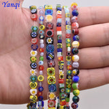 6/8/10mm Stripe Lampwork Glass Beads For Jewelry Making Bracelet DIY
