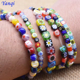 6/8/10mm Stripe Lampwork Glass Beads For Jewelry Making Bracelet DIY