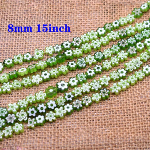 10mm Stripe Lampwork Glass Beads Plum Blossom Square Heart Round