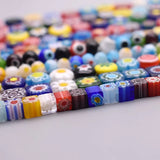 10mm Stripe Lampwork Glass Beads Plum Blossom Square Heart Round