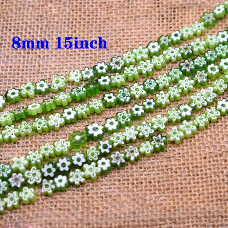 10mm Stripe Lampwork Glass Beads Plum Blossom Square Heart Round