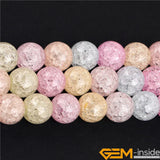 Snow Cracked Crystal Beads Multicolor Round Loose Quartzs Crystal Beads