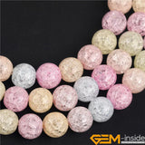 Snow Cracked Crystal Beads Multicolor Round Loose Quartzs Crystal Beads