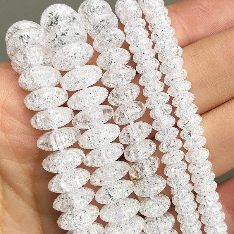 Snow Cracked Crystal Beads 6 8 10mm Round Rondelle Spacer 15''Inches
