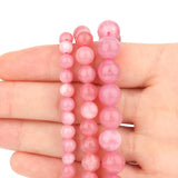 6/8/10mm Pink Jade Bead Round Smooth Loose Beads for Jewelry Making 15''