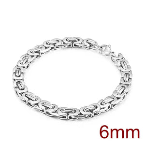 Punk Byzantine Chain Bracelet for Men Stainless Steel Heavy Jewelry
