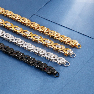 Punk Byzantine Chain Bracelet for Men Stainless Steel Heavy Jewelry