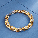 Punk Byzantine Chain Bracelet for Men Stainless Steel Heavy Jewelry