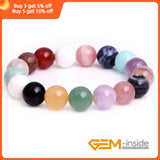 Natural Mixed Stone Beads Elastic Bracelet 7.5 Inch