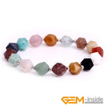 Natural Mixed Stone Beads Elastic Bracelet 7.5 Inch