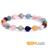 Natural Mixed Stone Beads Elastic Bracelet 7.5 Inch