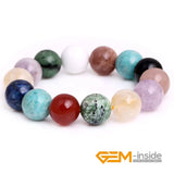 Natural Mixed Stone Beads Elastic Bracelet 7.5 Inch