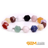 Natural Mixed Stone Beads Elastic Bracelet 7.5 Inch