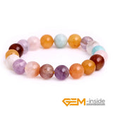 Natural Mixed Stone Beads Elastic Bracelet 7.5 Inch