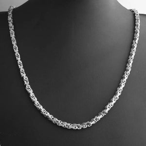 Stainless Steel Silver Byzantine Box Link Chain Men's Necklace or Bracelet