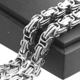 Stainless Steel Silver Byzantine Box Link Chain Men's Necklace or Bracelet