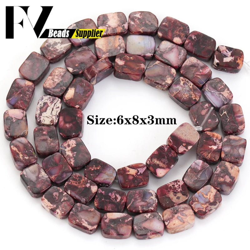 6*8*3mm Sea Sediment Jaspers Beads Rectangle Shape Beads For Jewelry Making