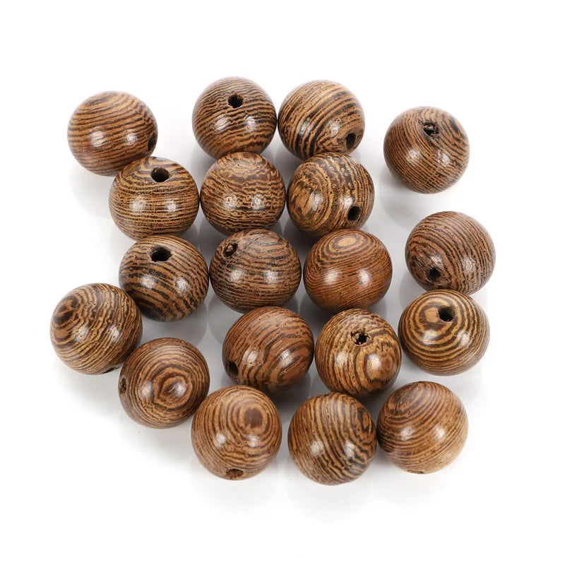 Natural Stripe Spacer Wooden Beads Necklace Diy Jewelry Making Charm Unfinished