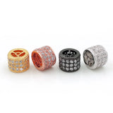 6mm Micro Pave Clear CZ Cylinder Beads DIY Bracelet Necklace Jewelry