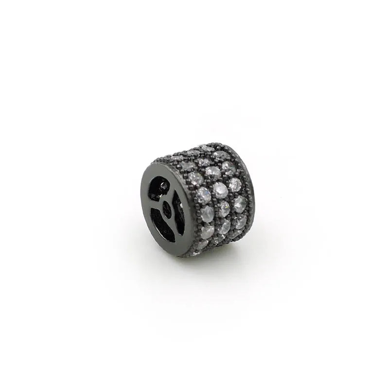 6mm Micro Pave Clear CZ Cylinder Beads DIY Bracelet Necklace Jewelry