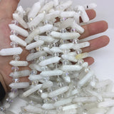 Raw Natural Moonstone Point Beads Strand Rough Clear Quartz Pendant