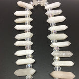 Raw Natural Moonstone Point Beads Strand Rough Clear Quartz Pendant