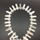 Raw Natural Moonstone Point Beads Strand Rough Clear Quartz Pendant