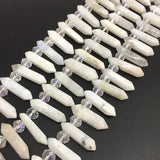 Raw Natural Moonstone Point Beads Strand Rough Clear Quartz Pendant