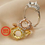 6-8MM Breast Milk Resin Ring Setting 925 Sterling Silver Rose Plated Supplies