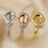 6-8MM Breast Milk Resin Ring Setting 925 Sterling Silver Rose Plated Supplies
