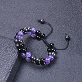 Natural Amethyst Double Layer Bracelets Adjustable Magnet Beaded Bangle