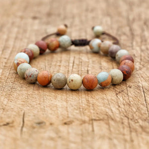 Natural Stone Beads Strand Bracelet Boho Statement Jewelry
