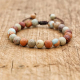 Natural Stone Beads Strand Bracelet Boho Statement Jewelry