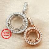 6-8MM Round Bezel Cz Stone Pendant Setting 925 Silver DIY Tray