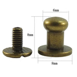 100pcs 6x8mm Round Head Cone Screwback Metal Studs Rivet Bullet Punk Spots