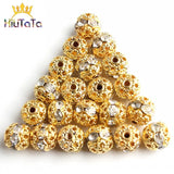 50pcs 8mm Metal Crystal Rhinestone Balls Spacer Beads Jewelry Making DIY