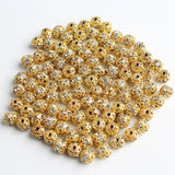 50pcs 8mm Metal Crystal Rhinestone Balls Spacer Beads Jewelry Making DIY